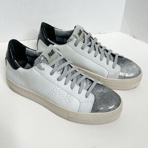 P448 White Gray Perforated Skate Tennis Shoes size 41